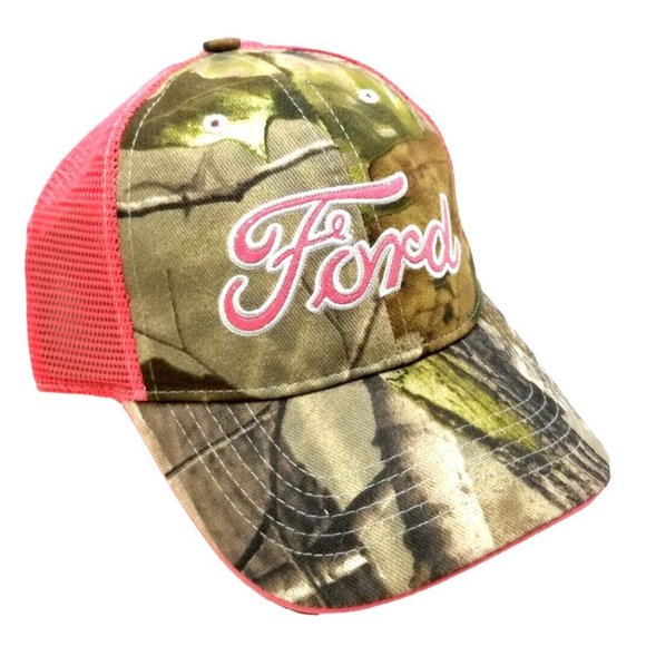 Realtree APG Camo Trucker Hat Cap with Pink FORD & Pink Back Mesh New NOS (T14) - Picture 1 of 5